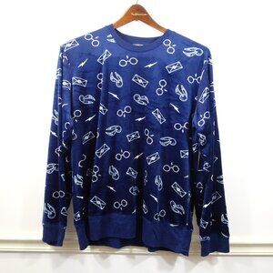Wizarding World Harry Potter Lounge Wear Crewneck SOFT Blue White Size XL Shirt